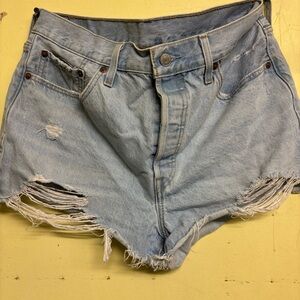 Levi's Light Blue Ripped Jean Shorts